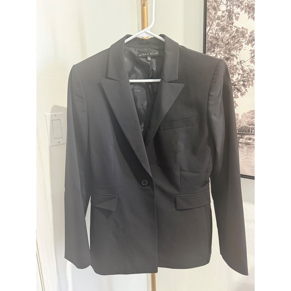 ANTONIO MELANI Jackets & Blazers - Antonio Melani Womens Black Single‎ Button Tailored Blazer Jacket Size 10